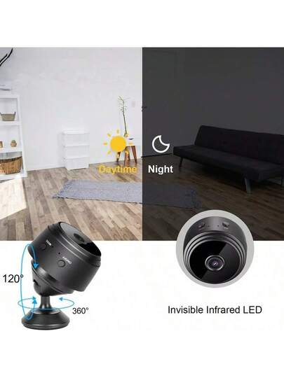 1pc Small Slimme Wireless WiFi Surveillance Camera. It Is Made Of ABS Material Supports Intelligent Loop Recording, High Definition Infrared Night Vision, Strong Magnetic Attraction, Has Relatively Long St by Time. view 5