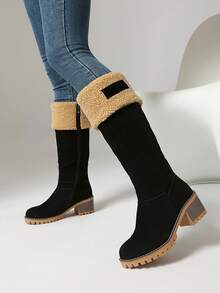 Nuevas botas de media pantorrilla de moda para mujer, botas cortas versátiles y casuales, zapatos negros