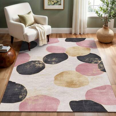 1 件奢华复古花卉和几何图案地毯，柔软毛绒水晶天鹅绒曼陀罗装饰地毯，适合室内、室外、客厅、卧室、入口、走廊、浴室、所有季节大尺寸垫子，浅色 - 家居装饰