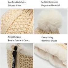 Winterwarmer gestrickter Hut- und Schal-Set, warme Beanie, Damen Ski Mütze, Outdoor Sport Winter Warm