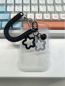 1个可扩展心形卡套钥匙扣，1/2个耐用透明证件卡套套装，带可拆卸易清洁滑动盖、钥匙圈和可拆卸挂绳/吊坠 - 重型透明卡套，带证件窗口和卡槽，适用于学校、办公室、活动 - 彩色 - 查看 9