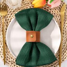 12pcs Solid Color Handmade Washable & Reusable Napkins, 42*42cm/16.5*16.5inch, Suitable For Weddings, Outdoor Events, Party Decorations, Cafes, Fine Dining, Hotels, Food Photography, And Daily Use - 墨綠色 - 查看 2