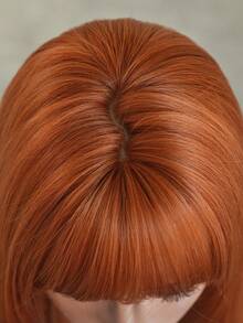 NICKY WALL 32Inch Extra Long Straight Layered Orange Wigs For Women Elegant Nature Looking Wigs With Full Bangs,High Density Fluffy Synthetic Heat Resistant Fiber Hair,For Beginners Glueless Daliy Party&Halloween Anime Cosplay Wear, Music Festival Party Use