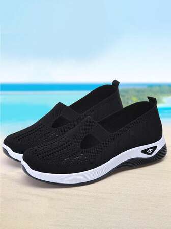 Women's Lightweight Breathable Mesh Slip-On Shoes - Ventilated Cushioned MD Outsole, Loose Fit Comfortable Walking Shoes | Fashionable All-Season Outdoor Casual Tennis Shoes, Suitable For Women | Women's Shoes Special Offer