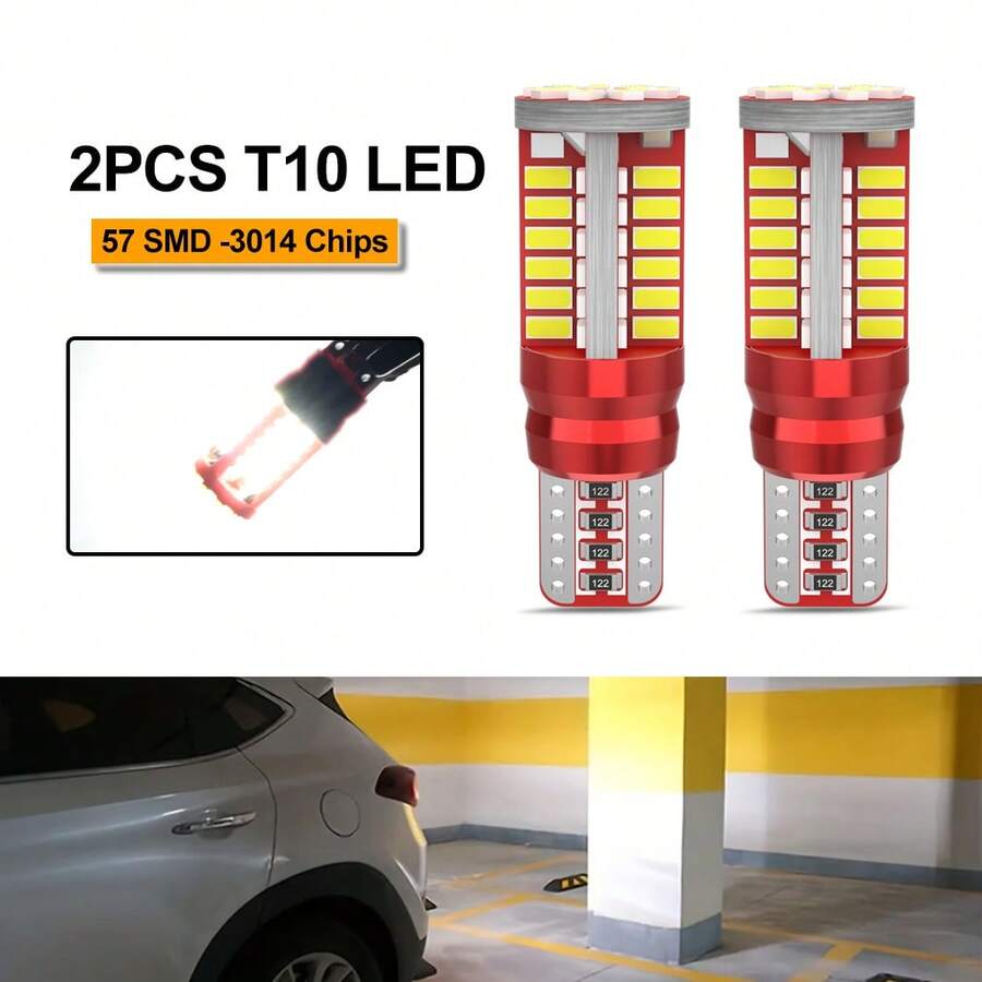 TOAUTO 2 件 T10 168 192 W5W 57 SMD 3014 LED Canbus 无错误汽车标志灯停车灯马达楔形灯泡白色,不含电池 - T10 - 查看 1