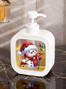 Christmas Theme Soap Dispenser - Snowman Wearing Santa Hat Design, Refillable, Suitable For Bathroom And Kitchen, Transparent Window For Easy Refilling, Christmas Decor - Compatible With Liquid Soap, Kitchen Sink Accessory, Festive Atmosphere, Durable Plastic Material - Multicolor - View 2