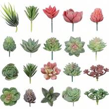 Suculentas Artificiales,Decoración de Plantas Falsas de Sin Macetas,Surtidas Mini Plantas Suculentas para Bricolaje,Lavabl y No te Desvanezcas,Decoración de la Oficina,el Hogar,Jardín,Mesa mini plantas decorativas perfectas para combinarlas con luces navideñas adornos Christmas para mesas de comedor escritorios baños y regalos de temporada - Mini Plantas Suculentas - Ver 13