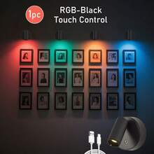 1 pieza Foco inalámbrico magnético con siete modos de color, brillo ajustable, batería recargable de 2000mAh, fácil instalación y control de interruptor táctil, luz de pared inalámbrica para decoración del hogar