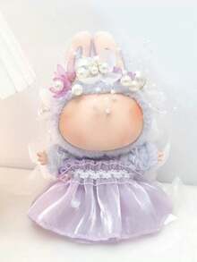 17cm 1st/2nd/3rd Generation Labobo Plush Doll Clothes - Pearl Flower Headband, Wedding Dress, Princess Dress. Compatible With La Bubu, Angel & Devil Costumes, Suitable As Christmas Or Prayer Gifts - Multicolor - View 4