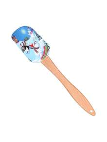 1/6 件圣诞硅胶抹刀圣诞老人麋鹿雪花雪人圣诞蛋糕抹刀带木柄用于烘焙和搅拌圣诞派对厨房用具 - 彩色 - 查看 16