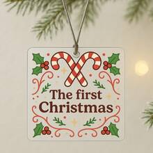 1PC Custom Personalized Christmas Ornament With Candy Cane And Holly Design, Add Custom Text For Unique Keepsake, Ideal Holiday Gift For Couples, Friends Or Family, Perfect Seasonal Decoration For Tree, Fireplace, Living Room And Festive Celebrations