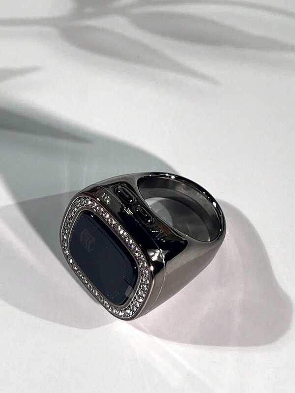 502# OLED Display Multi-Channel Vibration Reminder Time Date Alarm Function Muslim Islamic Prayer Smart Ring, Unisex Electronic Counter Ring