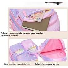 Children's School Backpack, Large Travel Bag, 180º Opening - Weight Relief, Multipurpose - Bụi hồng - Xem 4