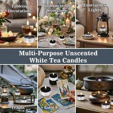 Tealight Candles - Tea Lights Candles Unscented Tea Tree Lights Votive With Cotton Wick Decorating Home, Pool, Wedding, Emergencies, Halloween, Parties, Spas