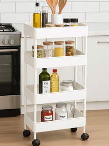 Carrito Organizador de 4 Niveles con Ruedas  Multiusos para Baño y Cocina - Negro - Ver 7