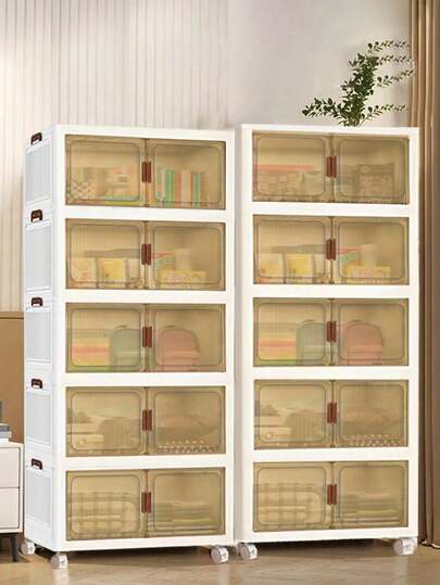 2/3/4/5 Layers  Storage Bins With Lids Large Stackable Storage Bins With Wheels And Door Storage Containers Box For Closet Organizers And Storage Plastic Drawer Storage For Bedroom Office Kitchen School