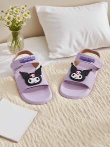 Sanrio نعال منزلية مفتوحة القدم من إيفا بتصميم كارتوني لا تنزلق للأطفال من كورومي الوردي من سانريو