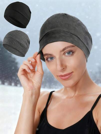 1 pièce Bonnet de sommeil léger, doublure de casque respirante et douce pour la peau, peut être porté comme bonnet ou pour le jogging