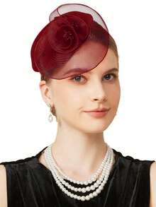 1件装女士小礼帽，适合茶会、肯塔基德比、小圆帽、鸡尾酒会、婚礼、新娘等场合，可作发箍夹佩戴，是送给女孩的生日、母亲节、圣诞节礼物，迷你小礼帽，迷你高顶礼帽，迷你帽，适合上学、送礼、发饰等场合，优雅时尚，适合节日装扮、锐舞派对等场合。