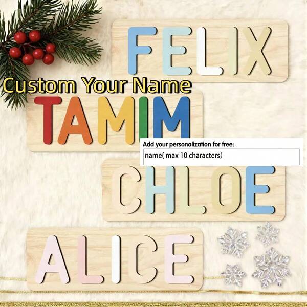 Regalos de Halloween, Acción de Gracias y Navidad, Rompecabezas con nombre personalizado, Rompecabezas con nombre de bebé, Juguetes de aprendizaje temprano para niño o niña, Juguego de rompecabezas de alfabeto 3D, Rompecabezas de alfabeto de madera, Regalos para el primer cumpleaños 1, Rompecabezas de madera, Regalos personalizados, Regalo de cumpleaños, Juguete de rompecabezas de madera personalizado, Regalo de aniversario, Juego de bloques de construcción, Acogedor otoño del desierto