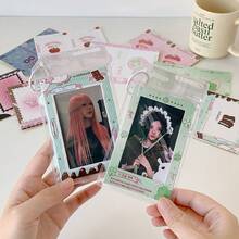 1" DIY Photo Frame Keychain, Korean Style Aesthetic Film Paper Clip Frame, Student Scrapbooking Decor Adhesive Photo Holder