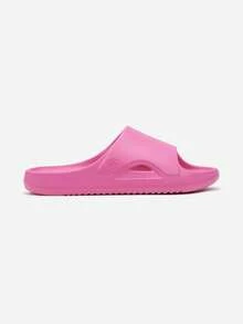 Sandalias planas versátiles y casuales de unicolor para mujer - Rosa - Ver 3