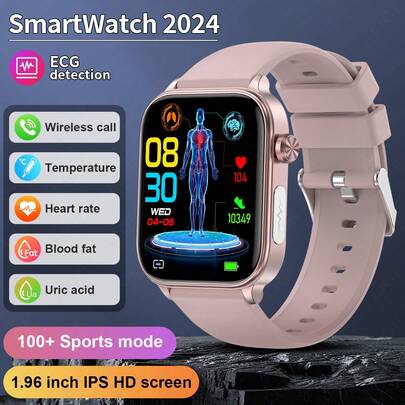  LIGE 新款智能手表，血压、心率、血氧测试、IP68 防水、100+ 运动模式、运动追踪、语音助手多功能健康功能手表