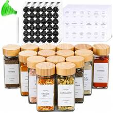 15/24/36PCS Spice Bottles, Condiment Containers, Glass Spice Bottles With Bamboo Lids, Kitchen Essentials, Spice Set, Kitchen Set, Spice Organizer, Cabinet Spice Rack Organizer - Trong sáng - Xem 10