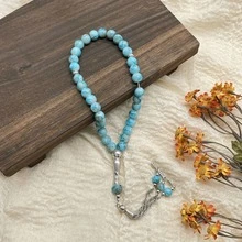 1 pieza 33 piezas Cuentas de rosario de piedra natural, cuentas de oración Tasbih de teñido anudado negro