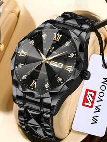 Đồng hồ nam VA VA VOOM thương hiệu 1 chiếc dây đeo bằng thép không gỉ, khả năng chống nước 3ATM, mặt số La Mã đính đá thạch anh đa chức năng dành cho doanh nhân, lý tưởng làm quà tặng sinh nhật, ngày lễ, ngày lễ tình nhân - Một cỡ - Xem 16