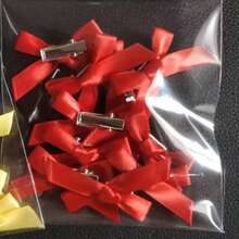 18 件女士蝴蝶结发带发饰小蝴蝶结发夹小缎带发夹迷你蝴蝶结发夹女士女孩发饰，爪夹，发夹，发夹 - 紅色 - 查看 3