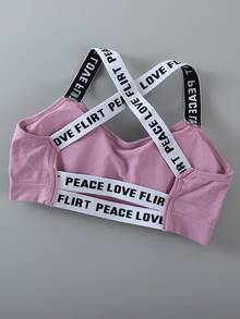 3 piezas Sujetador deportivo con tiras con letras para mujeres, adecuado para yoga, correr, entrenamiento - Multicolor - Ver 5