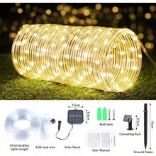 Solar Rope Lights, 66ft 200LED Solar String Lights, 8 Modes Waterproof Solar Powered Outdoor Light, Flexible Clear Tube Light For Garden, Backyard, Patio, Deck, Porch, Pool, Tree Decor - Warm White - Warm White - View 4
