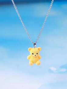 Uroczy naszyjnik z wisiorkiem w kształcie misia z kreskówki, kreatywna biżuteria dla studentów, naszyjnik w stylu hip-hopowym.