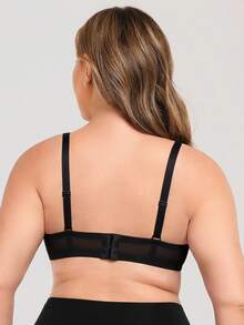 Wingslove Plus Size Women'sSexy Push Up Elegant Low Cut Lace Bra - Lightly Padded Bralette With Pearl Accents & Adjustable Straps, Lift