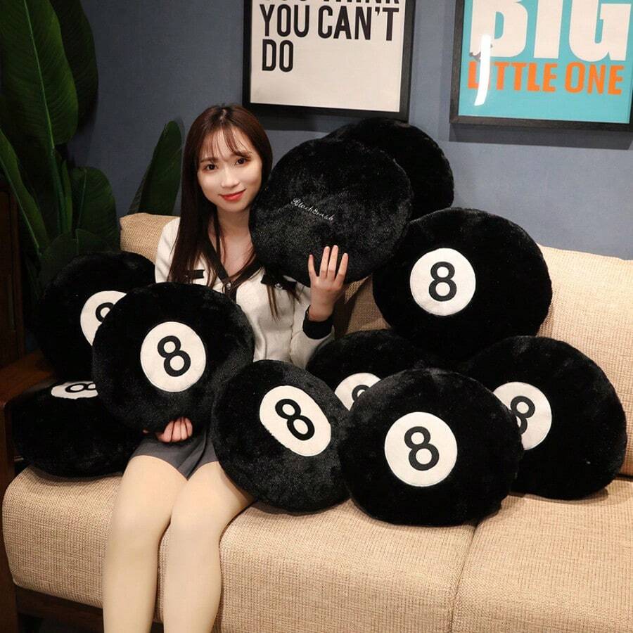 Simulation Black Eight Pillow Black 8 Plush Cushion Home Living Room Bedroom Decoration Halloween, Christmas Party Ornaments Decorative Pillow - 多色 - 查看 1