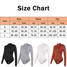 Women's Fleece Lined Long Sleeve BodysuitMock Turtle Neck Zip Up Body Suit Shirt Thermal Basic Tops Deep V Sexy Bodysuit Shirts - 黑色 - 查看 8