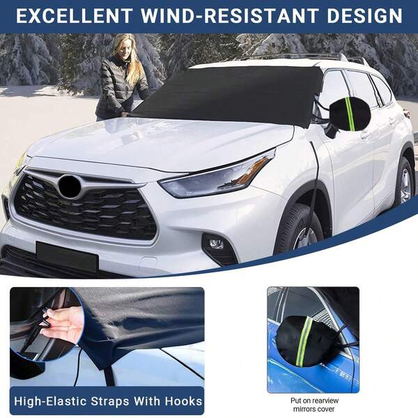 Windschutzscheiben-Abdeckung und Schnee, Auto-Windschutzscheiben-Schneeabdeckung, verdickte Windschutzscheiben-Frostabdeckung, wasserdichte Windschutzscheiben-Schneeabdeckung mit Seitenspiegelabdeckung für die meisten SUVs und Lkws