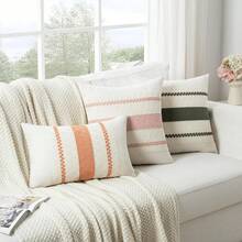 1 件波西米亚风格枕套，柔软绿色农舍装饰沙发靠垫套，灰绿色抱枕套，适用于沙发、床、客厅家居装饰 - 粉色 - 查看 8