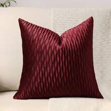 1个红色波西米亚波浪条纹抱枕套（不含枕芯），现代奢华天鹅绒方形柔软靠垫套，适用于沙发、床、卧室、汽车，四季皆宜，圣诞礼物 - 酒紅色 - 查看 18