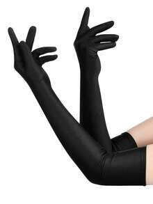 53% Spandex UV Protection Long Gloves, Women's, Suitable For Nightclub, Wedding And Performance Occasions, Spandex Material - Black - View 1