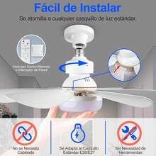 40W Ventilador de Techo con Luz | E26\/E27 Ventiladores de Techo Peque?o con Luces | 20.5in Ventilador de Techo de Montaje Empotrado con Luce y Mando a Distancia | 3 Colores Regulables y 3 Velocidades - negro - Ver 2