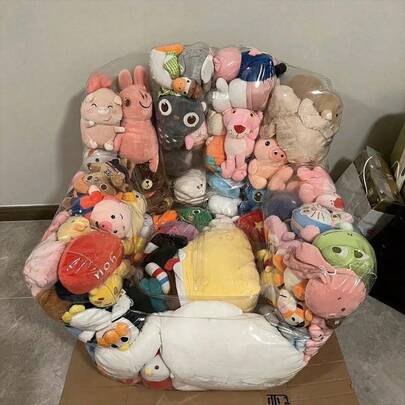 Large Capacity Transparent Sofa Doll Storage Sofa Seat Storage Tool, Multi-Purpose, PVC, Durable, Easy To Clean, Suitable For Plush Toys And Household Items, Double Zipper Design, Easy To Store (Product Does Not Include Dolls)