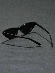 Women Triangle Cat Eye Glasses, Minimalist Sexy Street Style Small Frame Fashion Glasses Preppy Style For Back To School Oval Shape - 黑色 - 查看 5