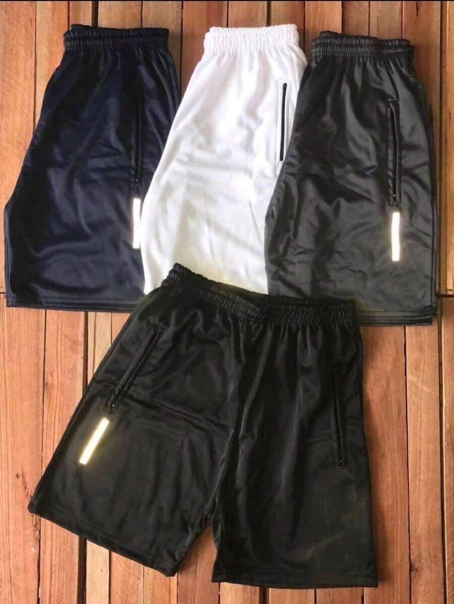 Kit Of 4 Men's Reflective Bermuda Shorts Gym Training Sports Shorts (Black, Gray, Navy Blue, White) - 彩色 - 查看 1