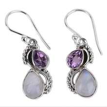 Double Water Drop Purple And White Earrings, Curved Bead Edge Design, Romantic And Elegant Style, Suitable For Valentine's Day And Dinner Parties, Showing Soft Contour And Detail Decoration - 預設 - 查看 6