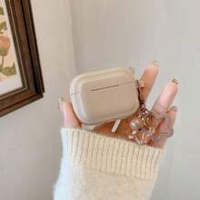 1 件纯色钻石形硅胶 + 星铃装饰耳塞保护套适用于 Apple 新款第 4 代、第 2 代、第 3 代蓝牙耳机、Pro/Pro 第 2 代，防摔 - 淺棕色+星星掛件 - 查看 2