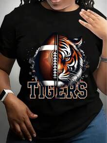 1pc Women's Casual Crew Neck T-Shirt With I Will Never Be Over The Hill Quote, Fabric, Cartoon Cow Print, Short Sleeve, Regular Fit, Slight Stretch, All Seasons Top