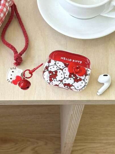 Sanrio Estuche para auriculares con diseño de cara de gato estrella, con colgante de cabeza de gato, resistente a arañazos y golpes, compatible con Apple 1/2/3/4/Pro/Pro2(Nd)/Pro3(Rd)