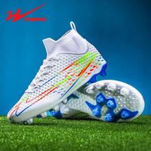 STARNOVO 青少年足球鞋，男孩女孩户外足球鞋，针织弹性脚踝设计舒适衬里，适合足球训练/比赛运动鞋，青少年世界杯 - 白色 - 查看 3